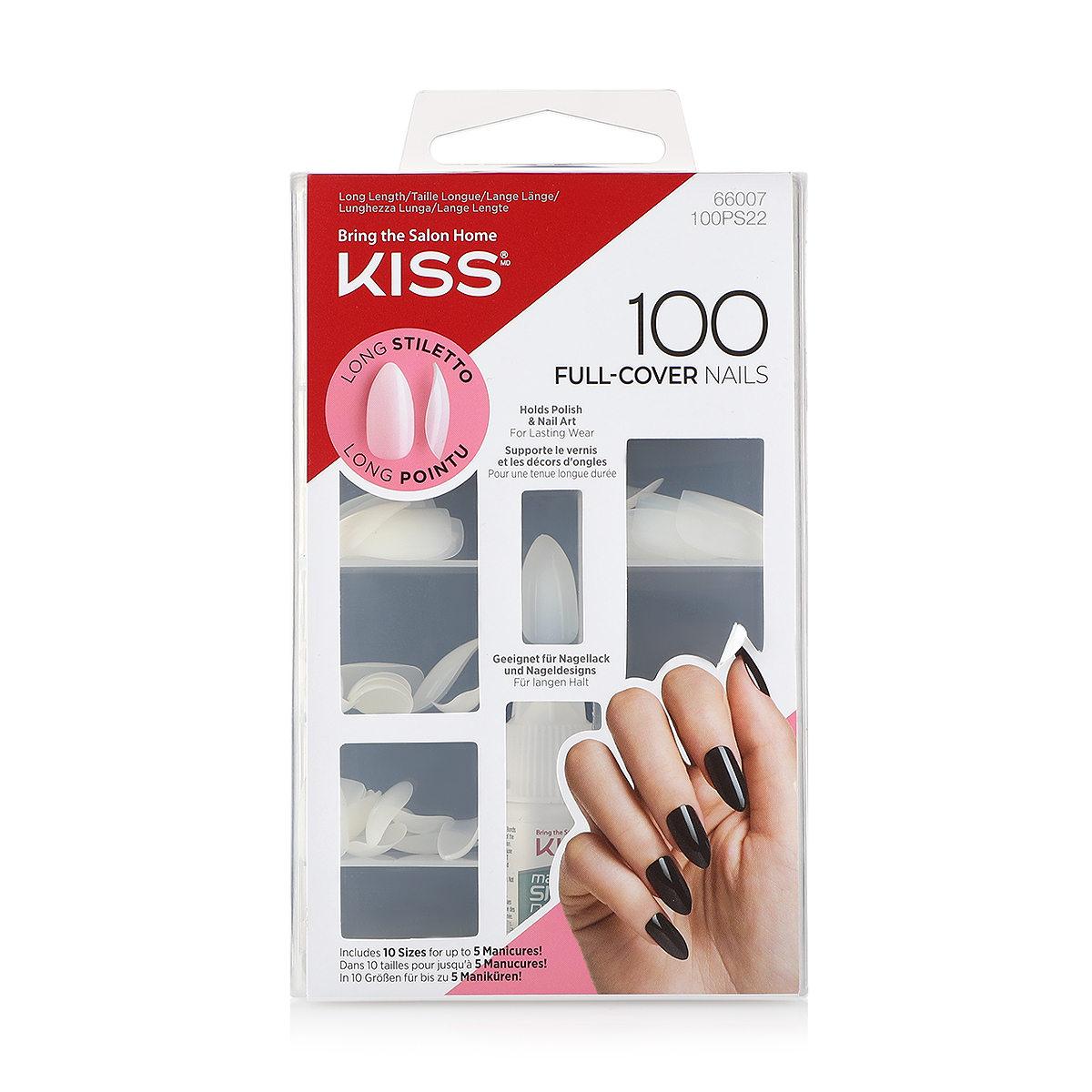 731509660074 A Kiss 100 Full Cover Long Stiletto Nails - Image 1